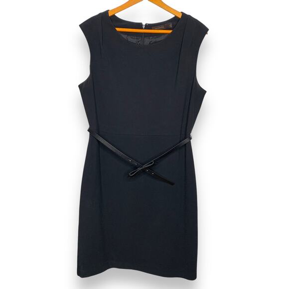 The Limited women's plus size black bow belted sleeveless sheath dress SZ 14 - Picture 2 of 11